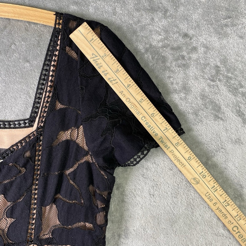 Anthropologie Dress Womens Sz 6 Black Slim Lace Maxi Floral Cocktail Evening - Picture 14 of 16